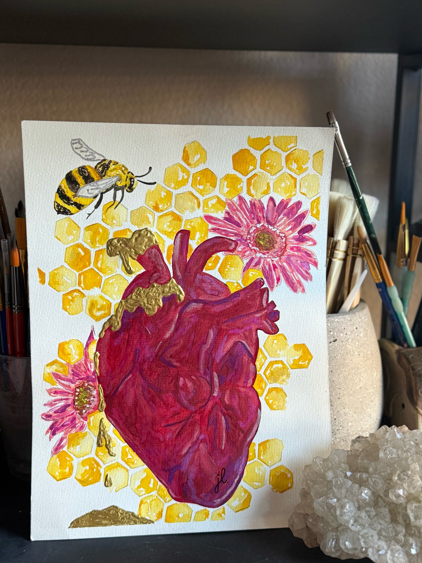 Sticky Feelings - Hand Embellished PRINT